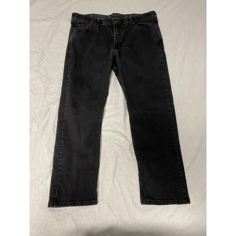 Wrangler Premium Quality Mens Black Jeans 44x30 Relaxed Straight Denim‎ Pant